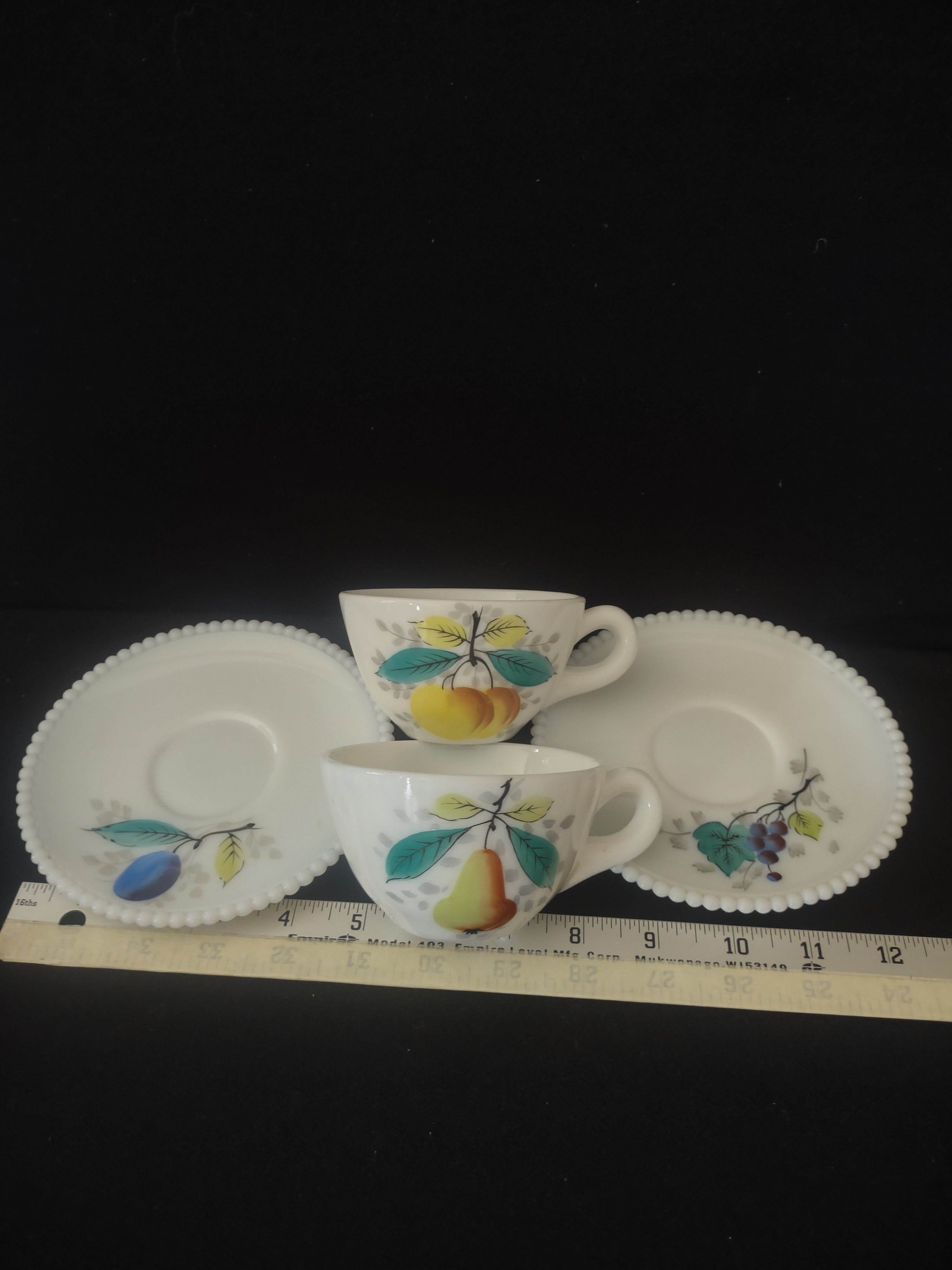 Vintage Westmoreland Fruit Tea Cup/Saucer Mixed Pear Grape (Lot 2931t)