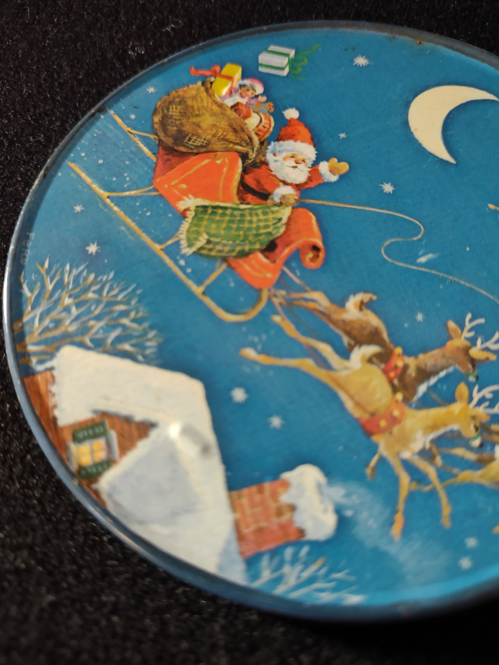 Vintage Christmas Coaster Set Of 6 Metal Tin Jasco Hong Kong (Lot 4805)