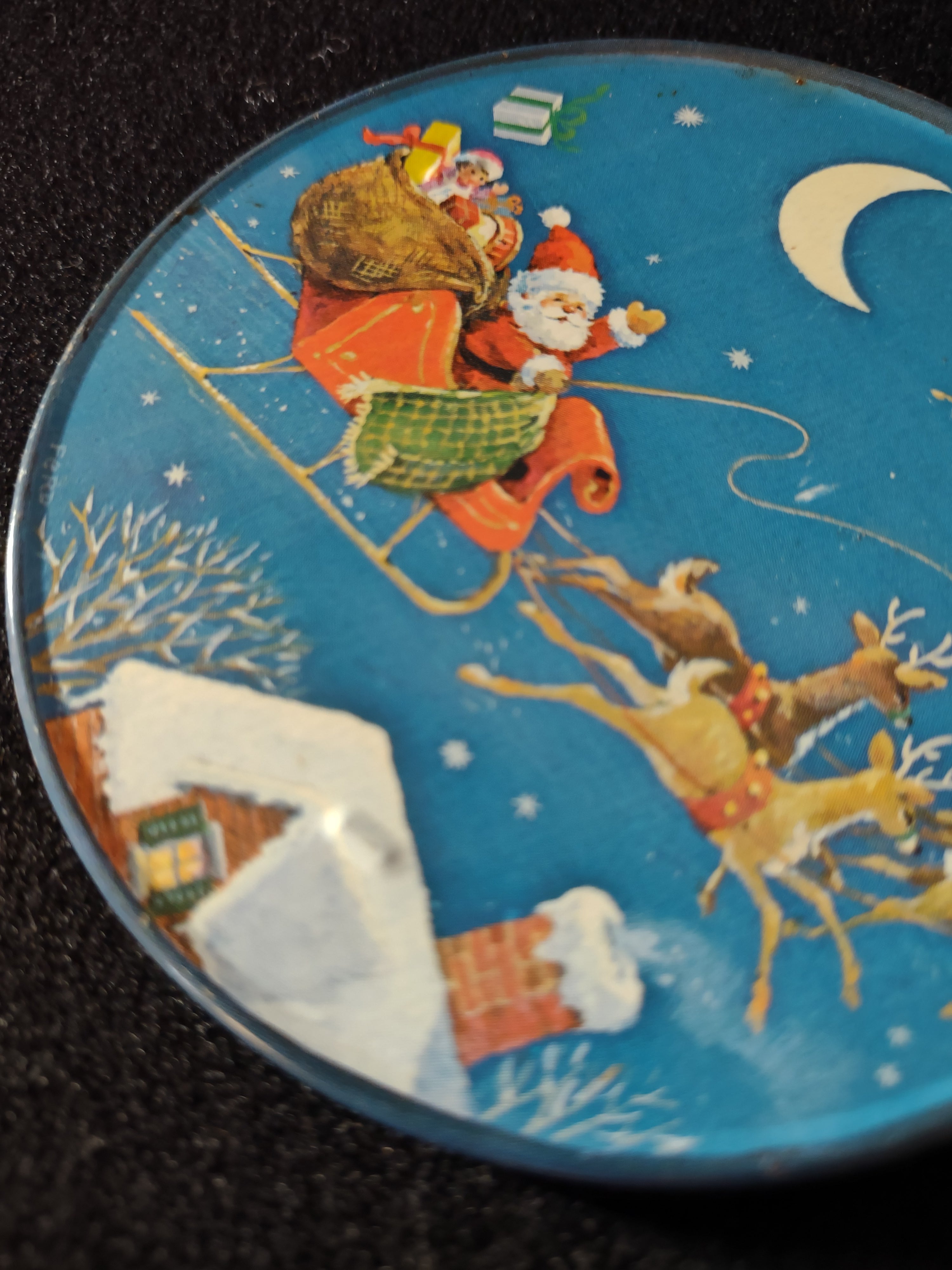 Vintage Christmas Coaster Set Of 6 Metal Tin Jasco Hong Kong (Lot 4805)