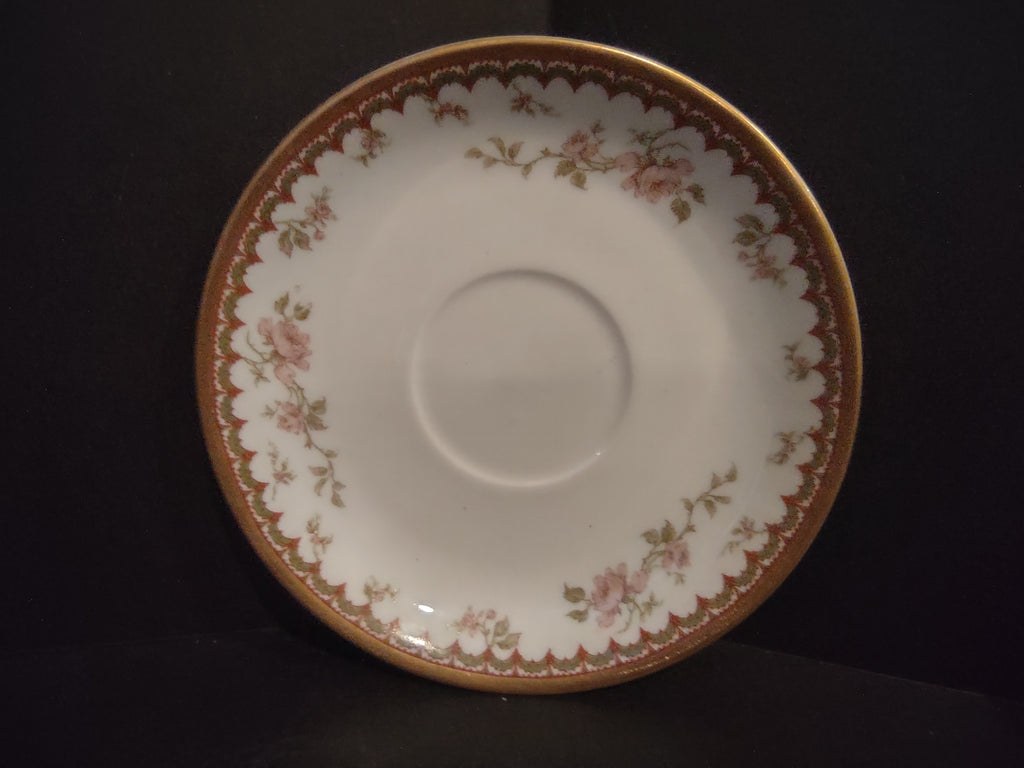 Haviland Limoges French Chic Rose Maroon Green Saucer ONLY (lot 1091)