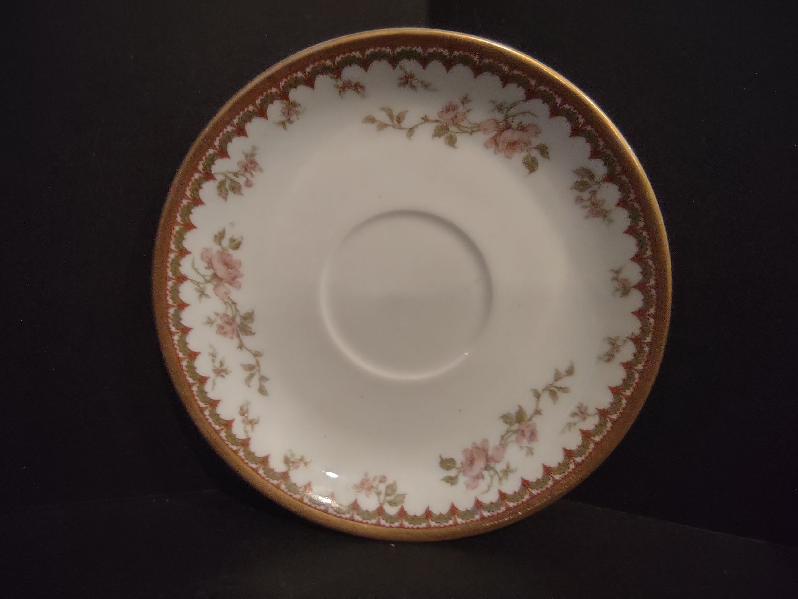 Haviland Limoges French Chic Rose Maroon Green Saucer ONLY (lot 1091)