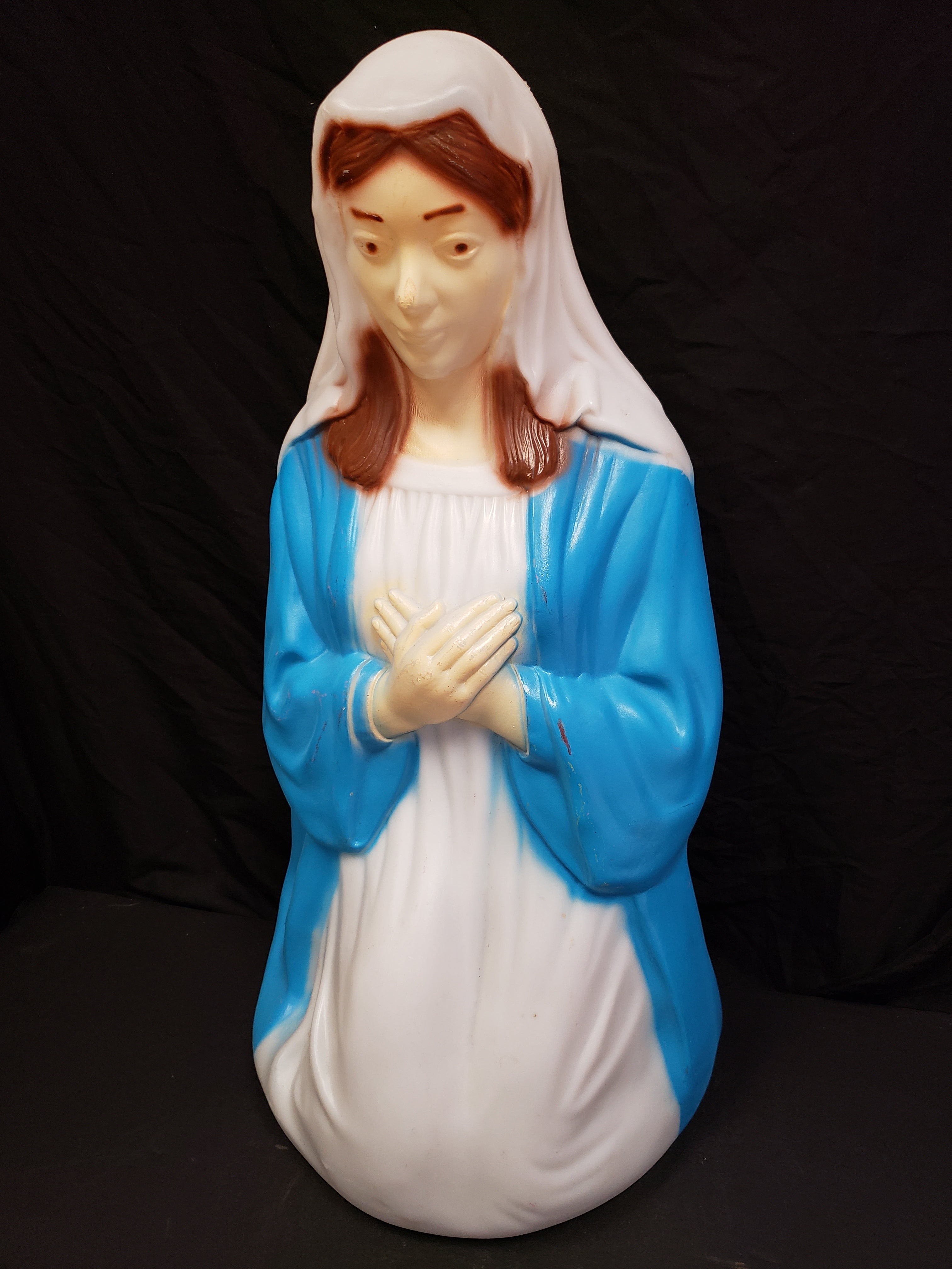 Vintage Christmas Outdoor Blue Open Eyes Mary Blow Mold 27" (lot 2265)