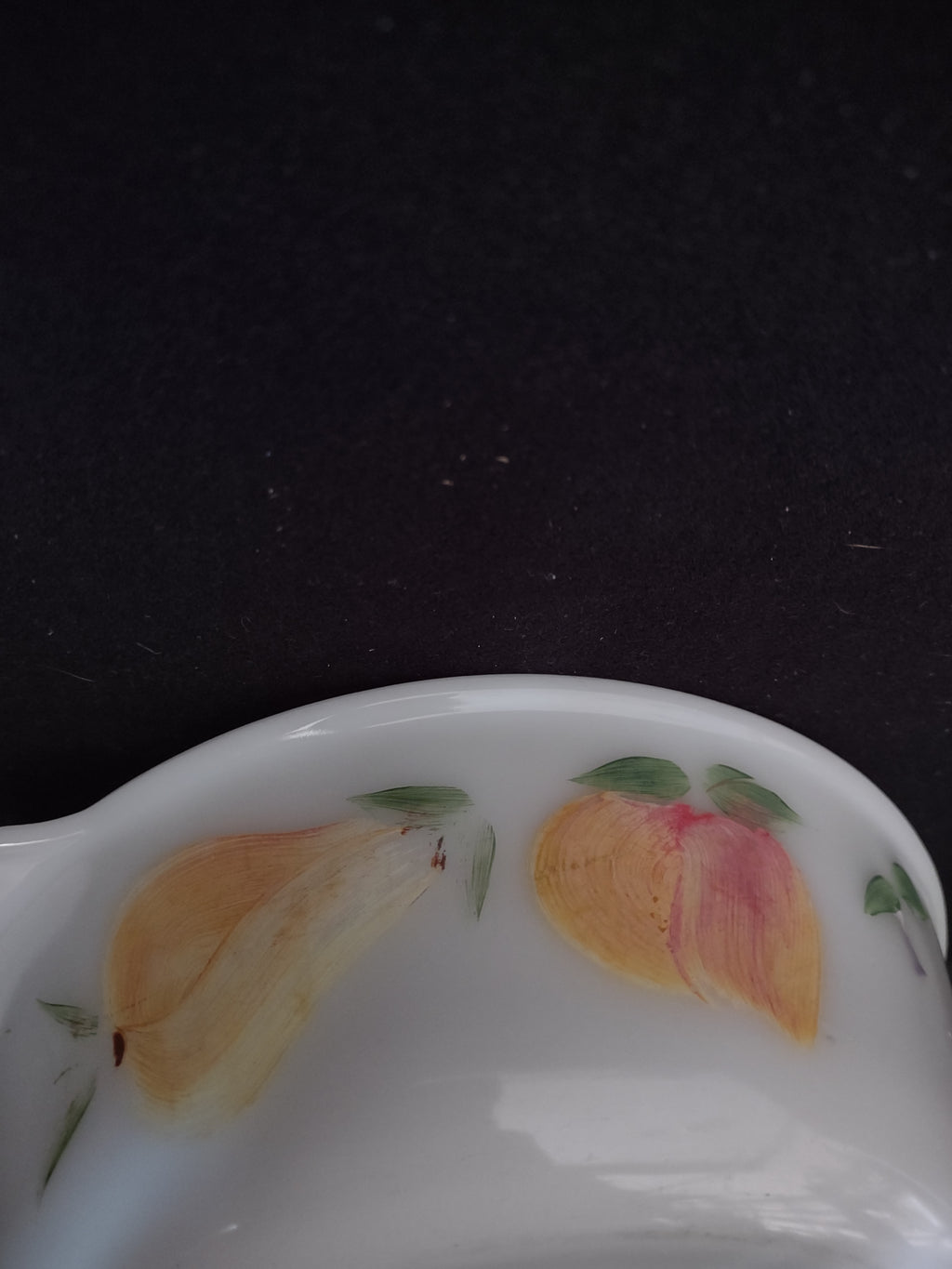 Vintage Fire King 2 Qt Casserole Dish Handpainted Gay Fad Peaches Grapes(Lot5321