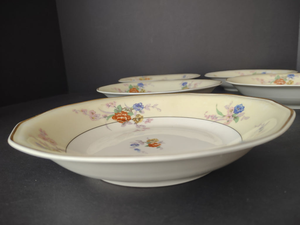 Haviland Limoges Yellow Jewel 6 x Cream Soup Bowl Floral (lot 816)
