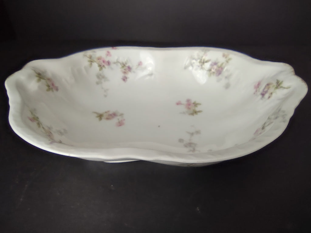 Haviland Limoges Serving Bowl Platter Pink Purple Yellow Rose (lot 842)