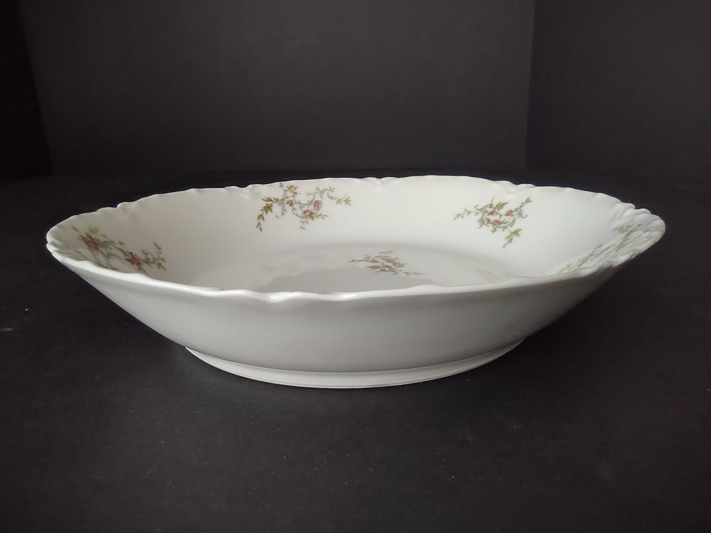Haviland Limoges Cream Soup Plate White Scalloped Edge Rose Blue Ribbon (lot 855