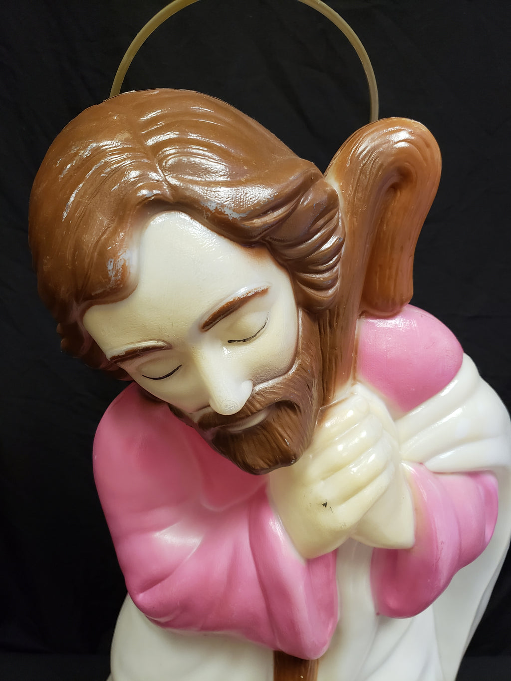 Vintage Christmas Nativity Outdoor Joseph with Halo Blow Mold 27" (lot 2253)