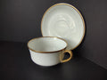 Haviland Limoges France Black & Gold Trim White 3-3/4" Teacup & Saucer (lot 676)
