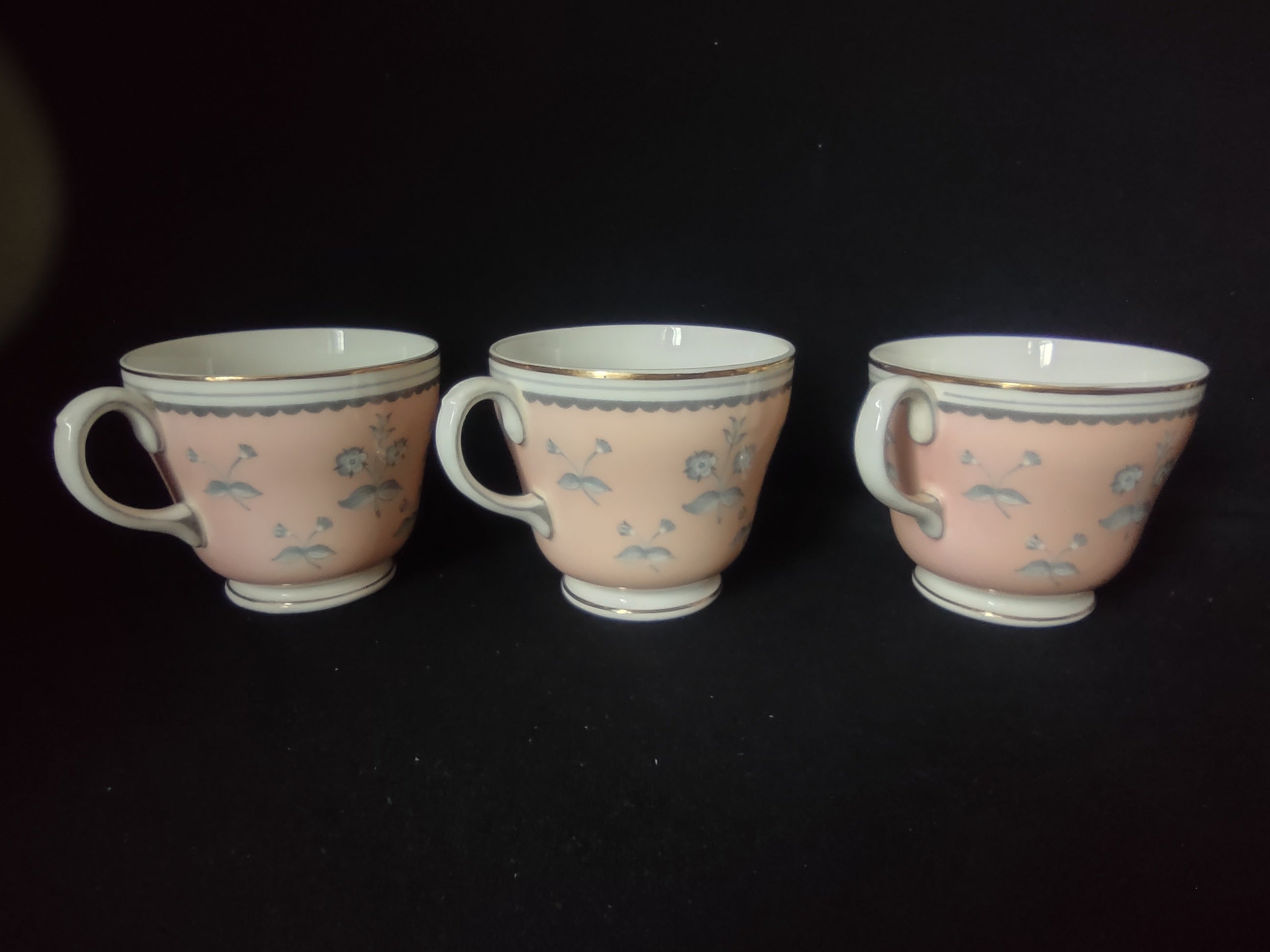 Wedgwood Pimpernel Pink Set of 3 Teacup ONLY Brown Stamp (lot 2767)
