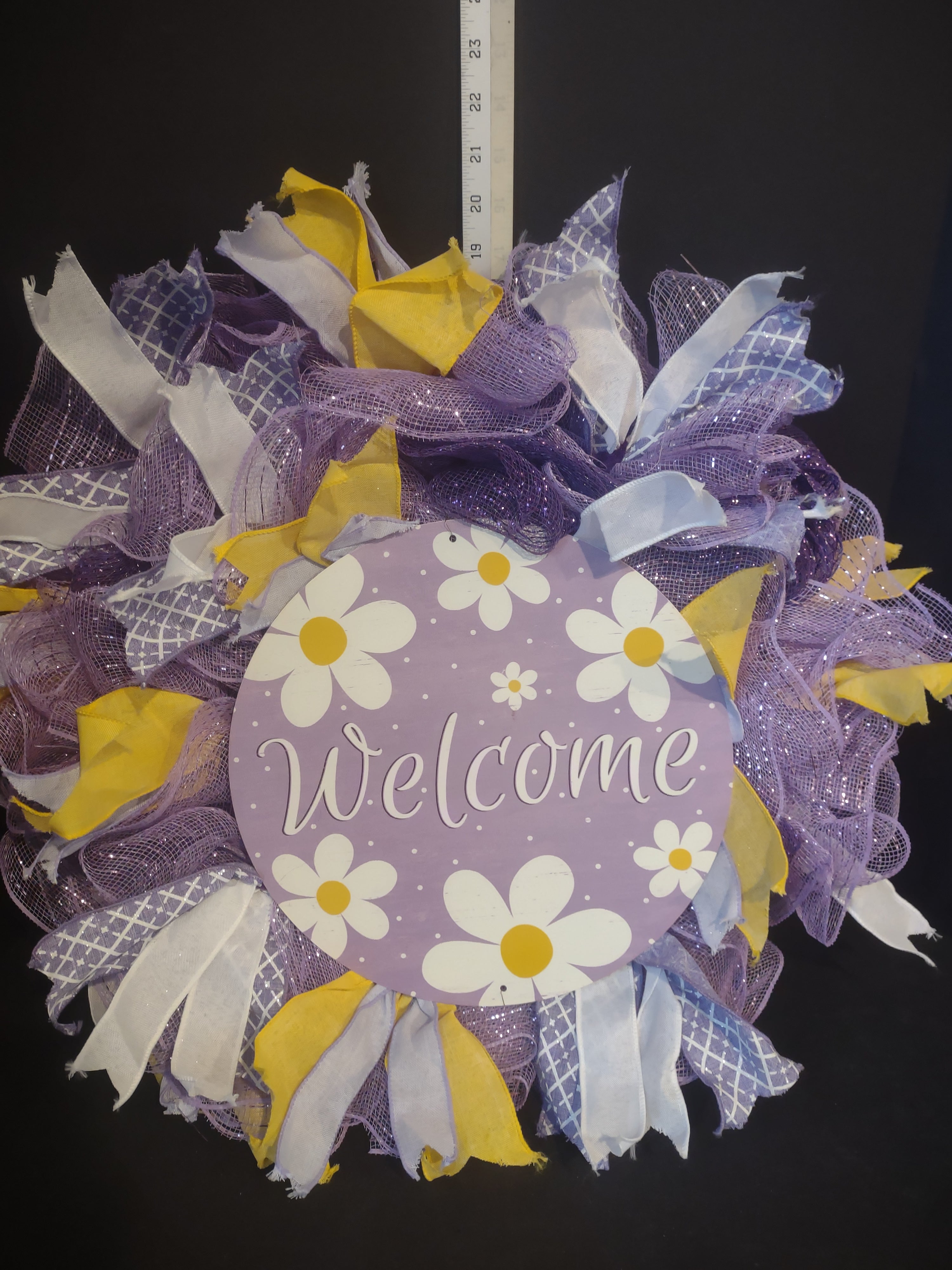 Spring Easter Welcome Wreath Ribbon Mesh (lot 1397)