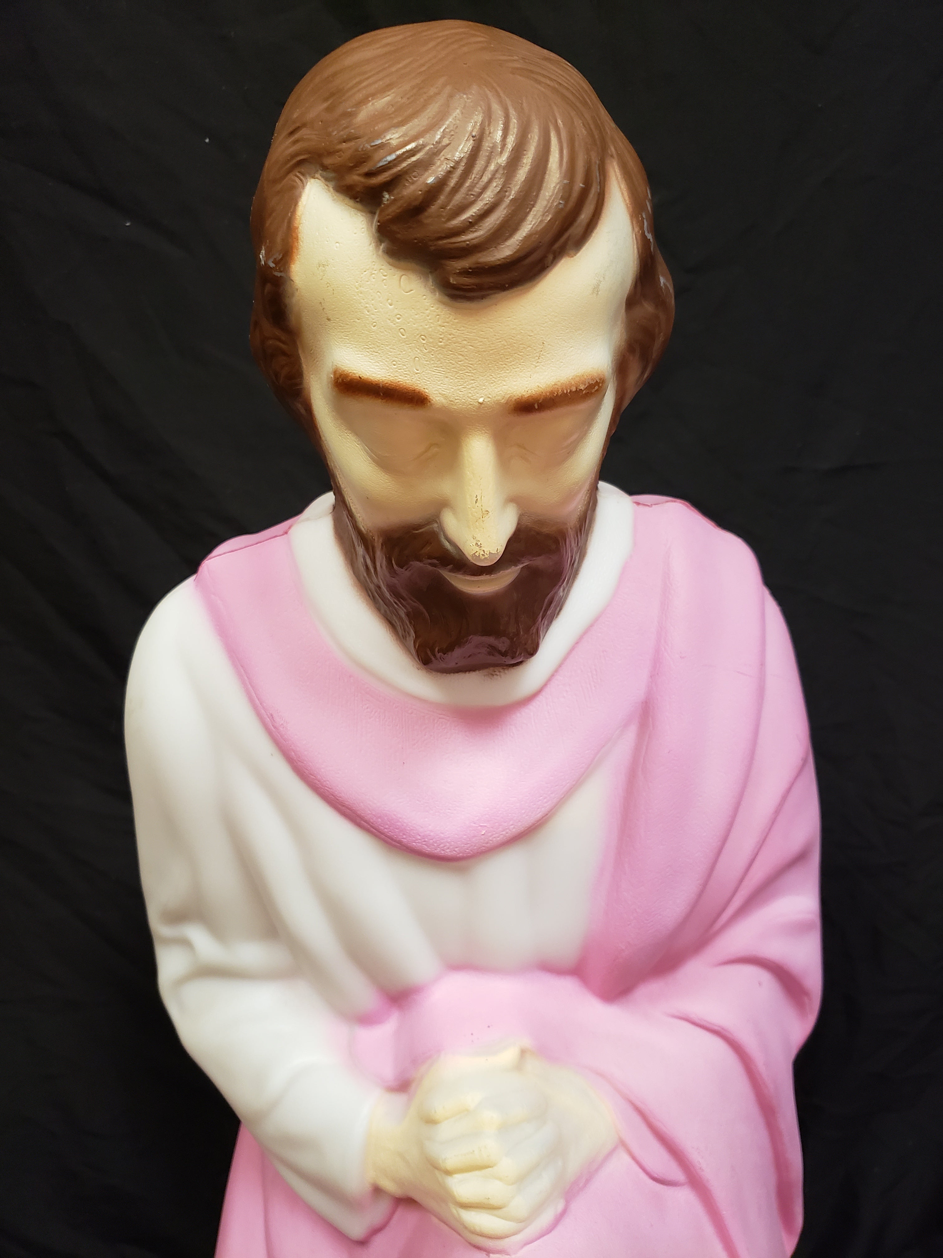Vintage Christmas Outdoor Blow Mold Nativity Joseph Pink Figurine 27" (lot 2244)