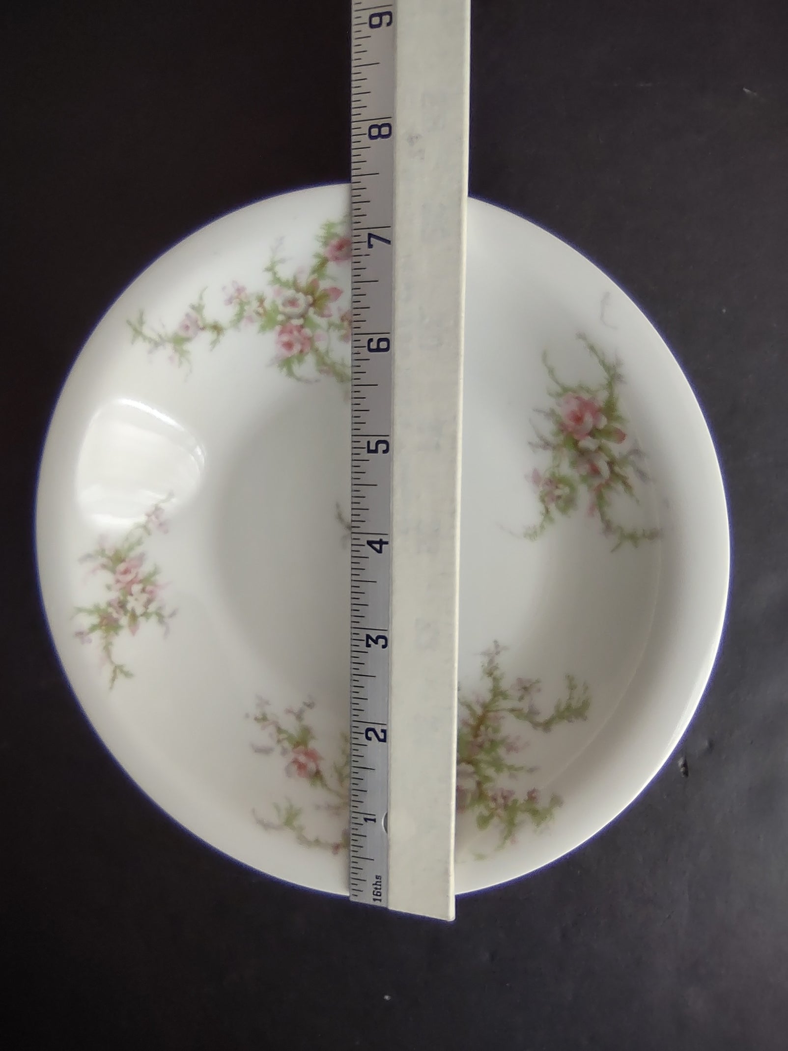 Haviland Limoges Cream SoupBowl Plate Pink White Cabbage Rose Moss (lot 906)