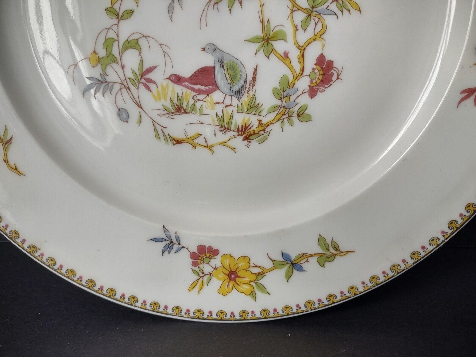 Haviland Limoges Old Abbey Rouen Spray Pheasant Dinner Plate 9-5/8" (lot 345)