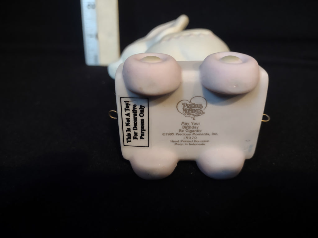 Precious Moments Birthday Train Year #4 Elephant Porcelain (lot 2557c)