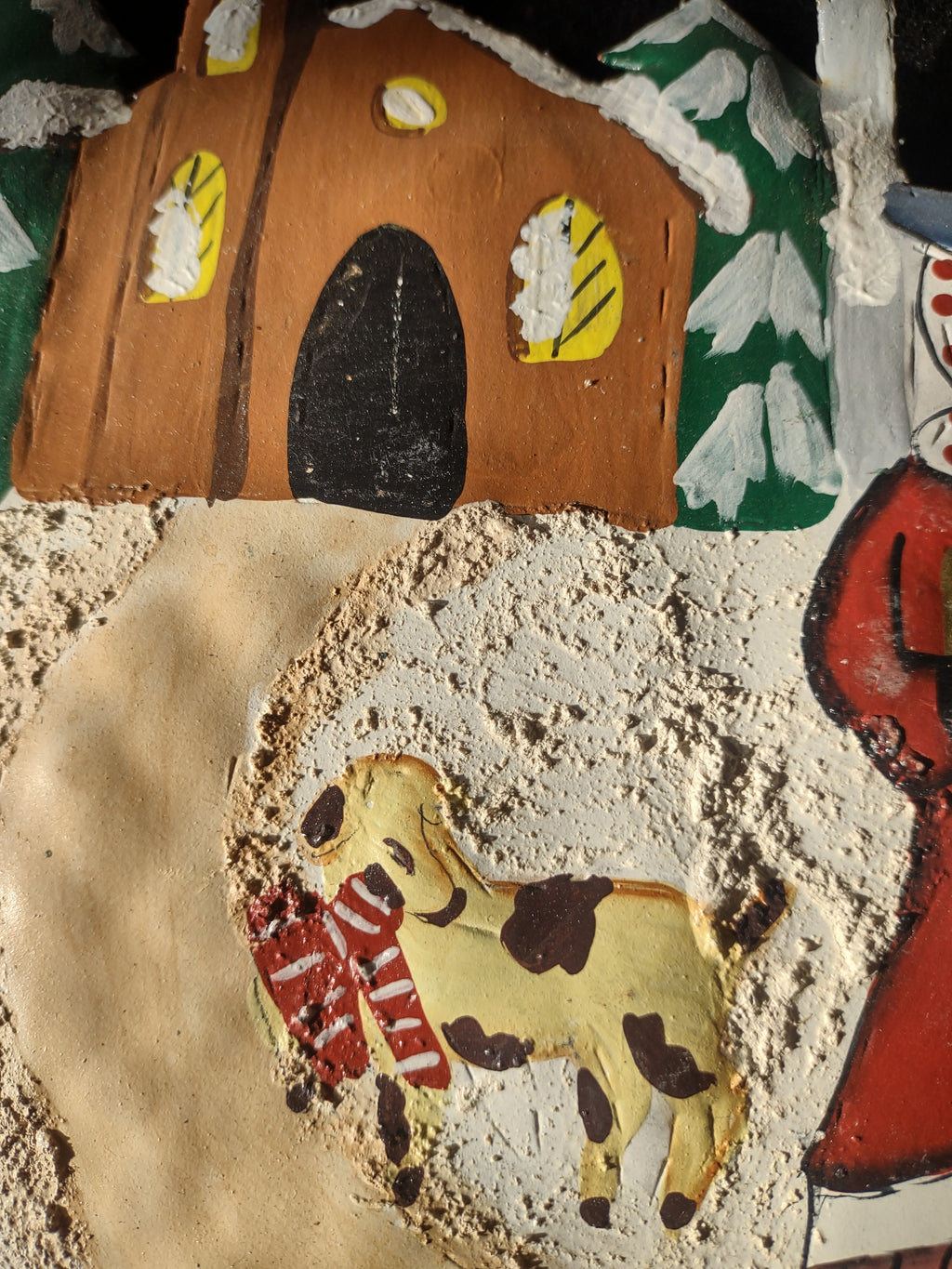 Rustic Christmas Metal Hanging Carolers Church Wooden Greeting 17x15 (Lot 4663)