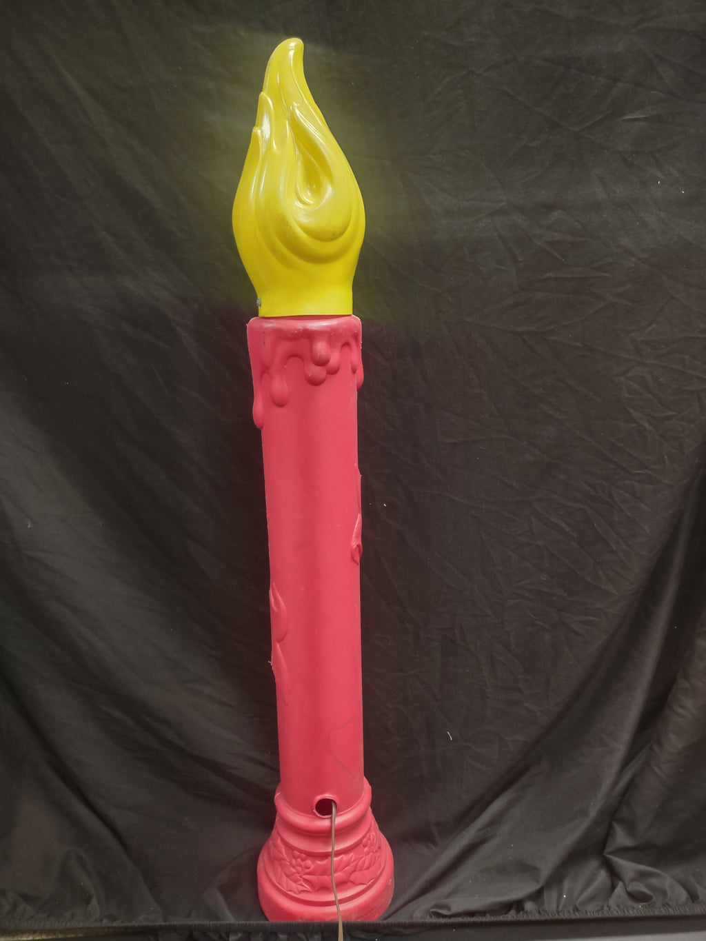Vintage Christmas Blow Mold Candle Poinsettia Light Up 40" (lot 2322)