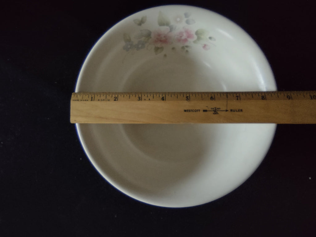 Vintage Pfaltzgraff Tea Rose Serving Bowl Pink & Blue Floral Cream [6399]