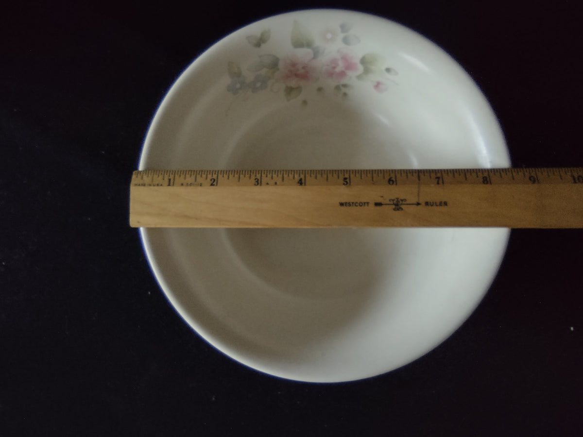 Vintage Pfaltzgraff Tea Rose Serving Bowl Pink & Blue Floral Cream [6399]