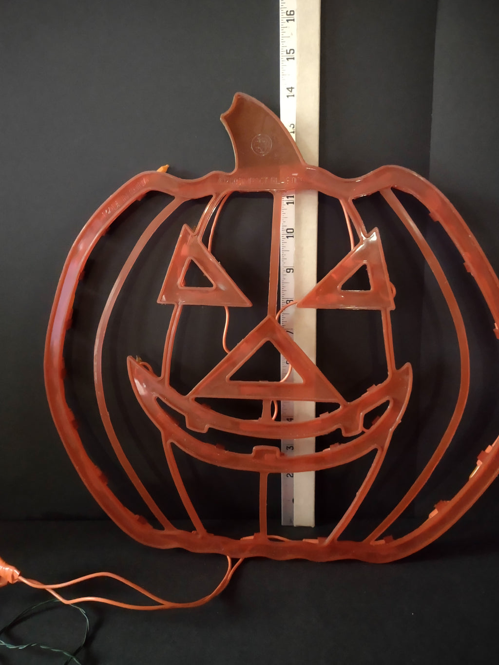 Halloween Lighted Jack O Lantern Window Wall Hanging REPAIRED (Lot 4759)