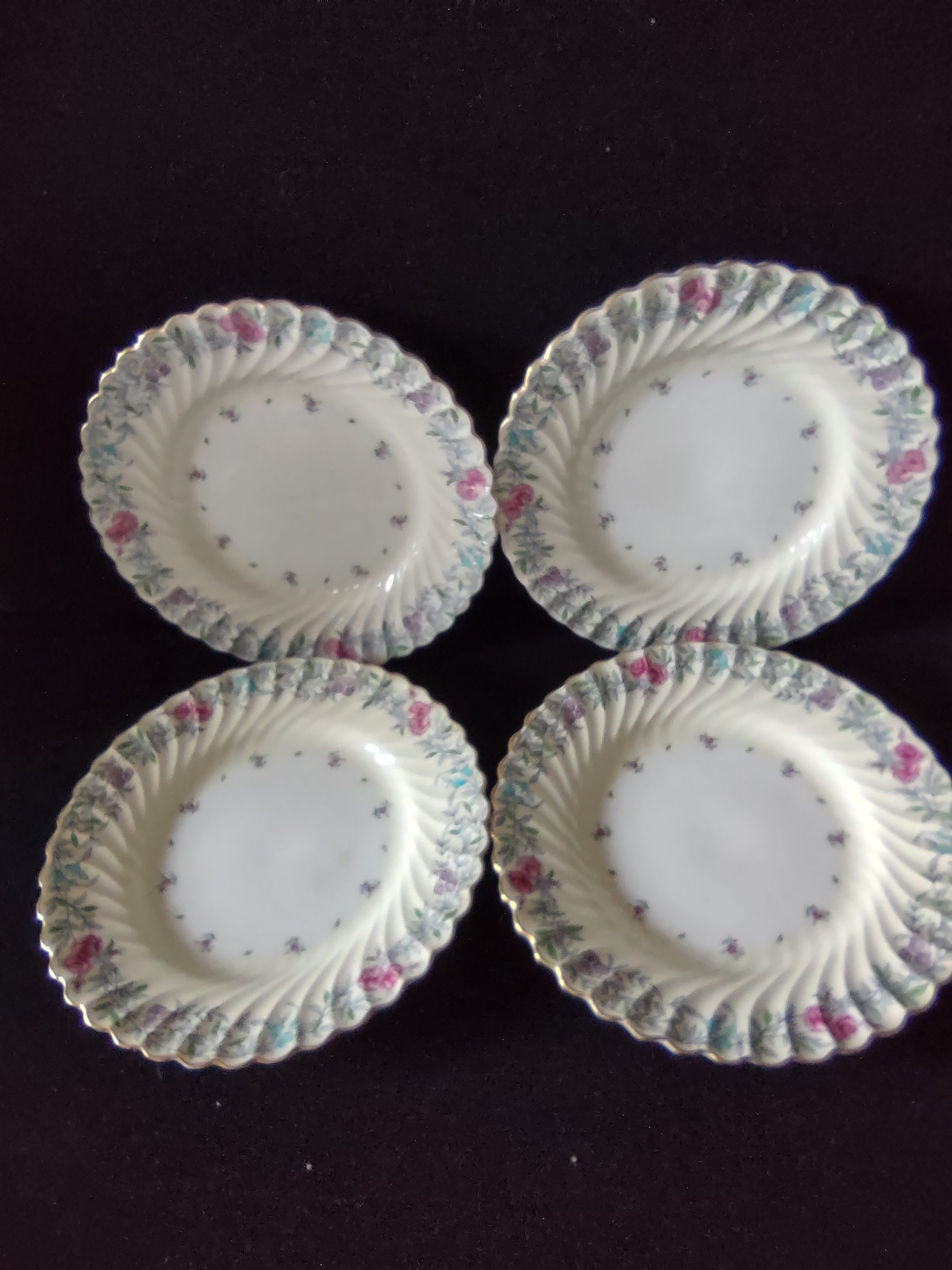 Vintage Minton Printemps Luncheon Plate Bone China Floral Gold Trim x4 (Lot 5471