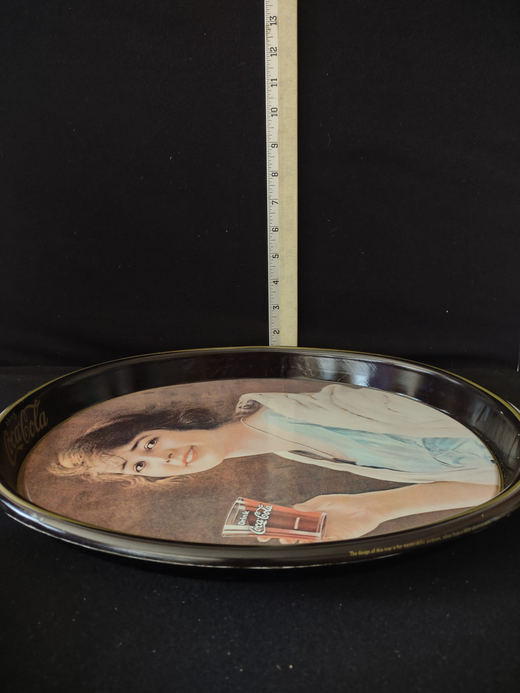 Vintage Coca Cola Tray x 2 Metal Oval Advertisement Woman (Lot 3789)