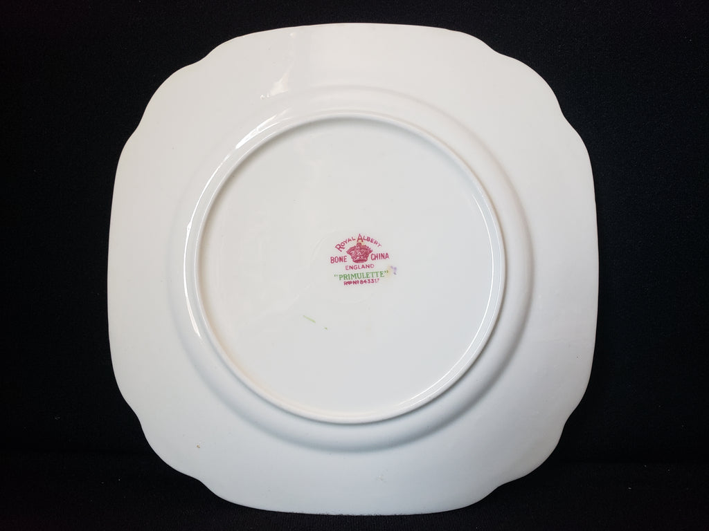 Vintage Royal Albert Primulette Square Dessert Plate 6-3/4" (lot 2029)