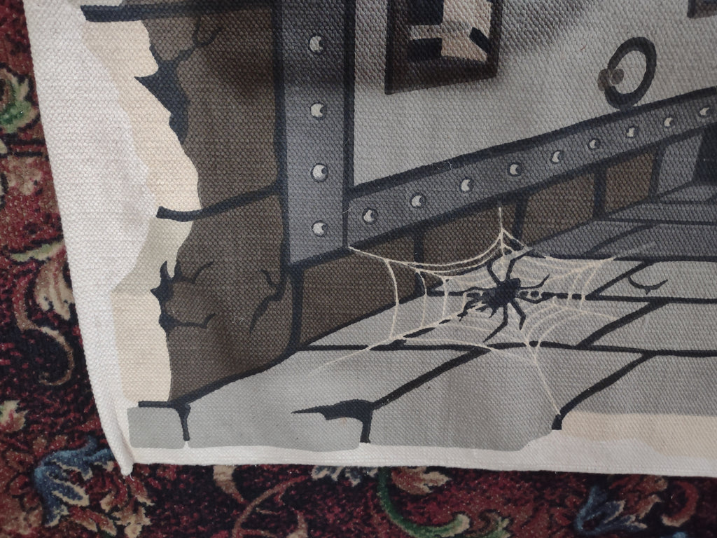 Halloween Accent Rug Skull Skeletons out of Dungeon 60"x36" India (lot 2970j)