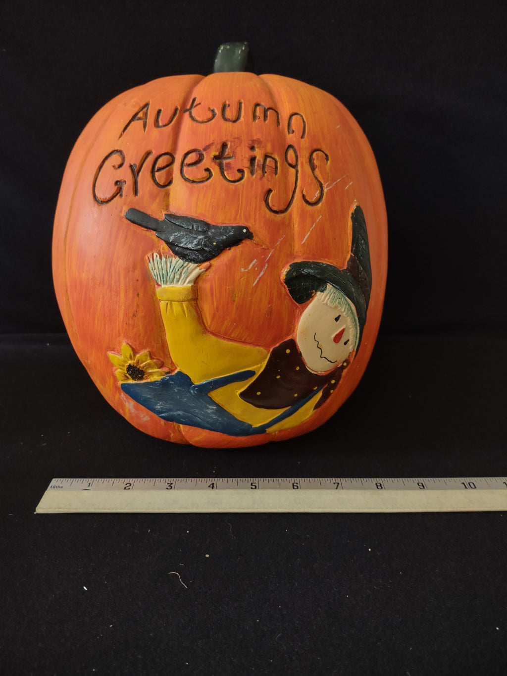 Halloween/Thanksgiving Ceramic Welcome Scarecrow Pumpkin (Lot 3121)