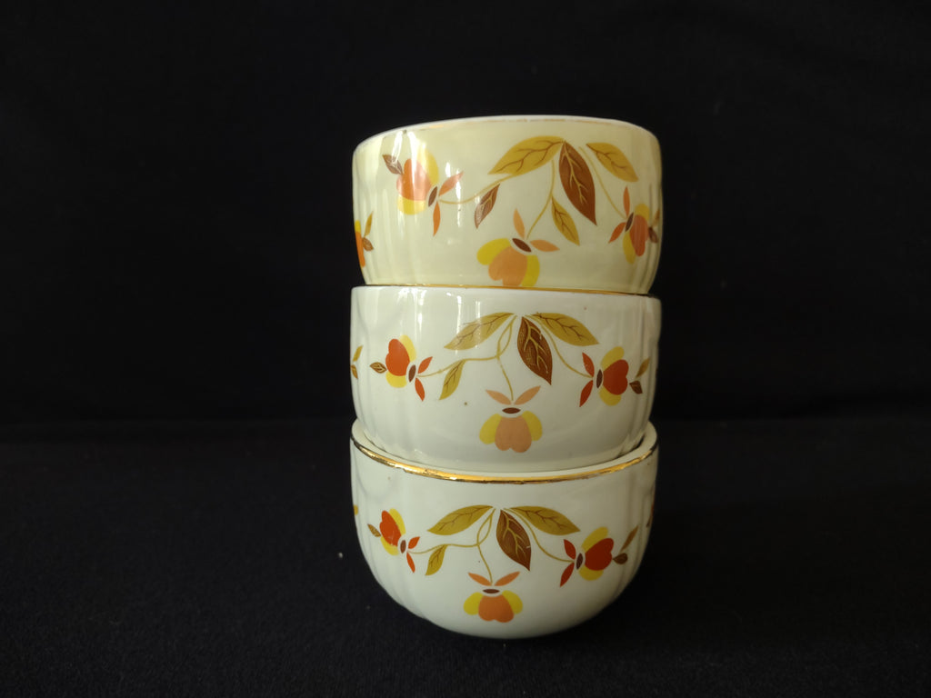 Vintage Halls Superior Autumn Leaf Jewel Tea Custard Cup/Small Bowl X 3 (Lot 2897)