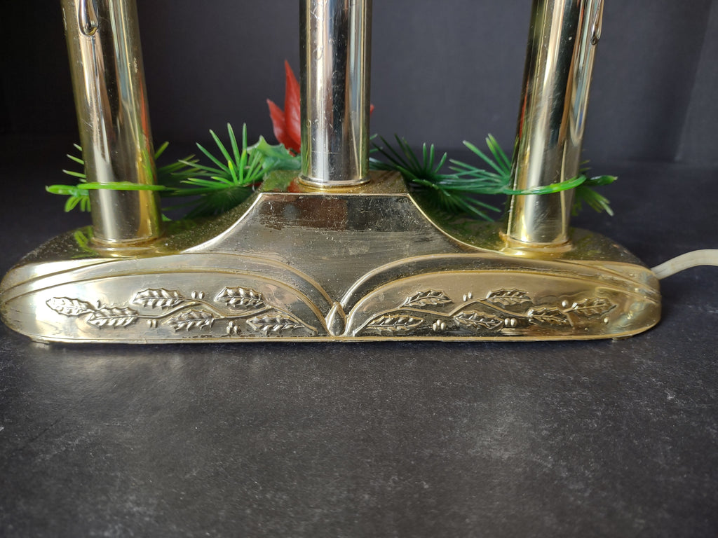 Vintage Candelabra Electric Drip Candle Christmas Golden 3 Lights (lot 2344)