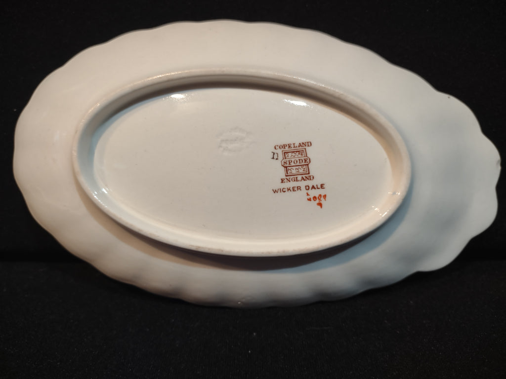 Vintage Spode Wicker Dale Oval Serving Dish Countryside Ironstone CHIP(lot 5753)