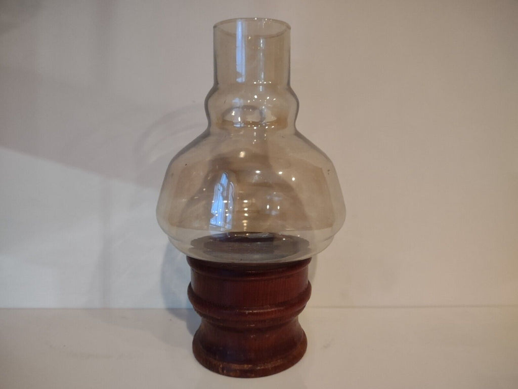 Vintage Hurricane Hollowick Liquid Candle Lamp Windsor Base Clear Hooded Globe