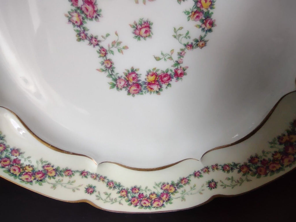 Haviland Limoges Red Rose Garland Cream Dinner Plate 9-3/4" (lot 356)