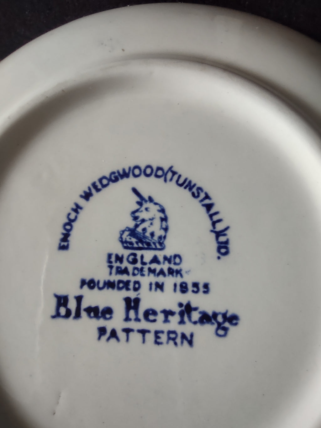 Vintage Enouch Wedgwood Blue Heritage Soup Cereal Bowl Ironstone England (5970)