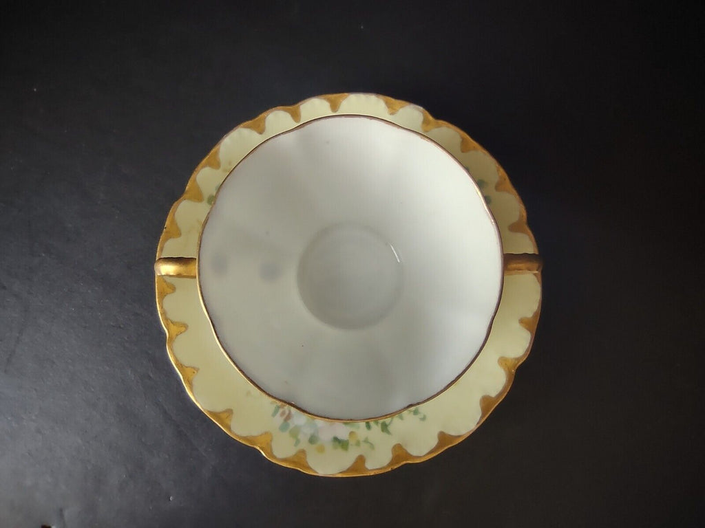 Vintage Malmaison Bavaria Gold Trim Teacup Bouillon Cup Yellow Floral (lot 756)
