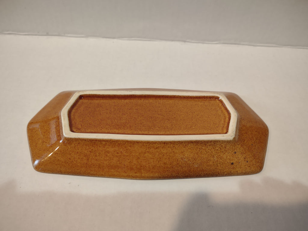 Vintage MCM Ironstone USA Amber Octagon Bottom for Butter Dish ONLY (lot 5015)
