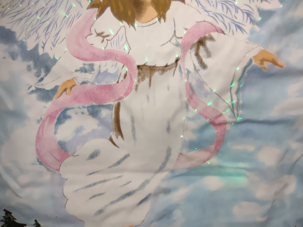 Christmas Holidays Fiber Optic Light Up Angel Blue Tapestry (lot 1253)