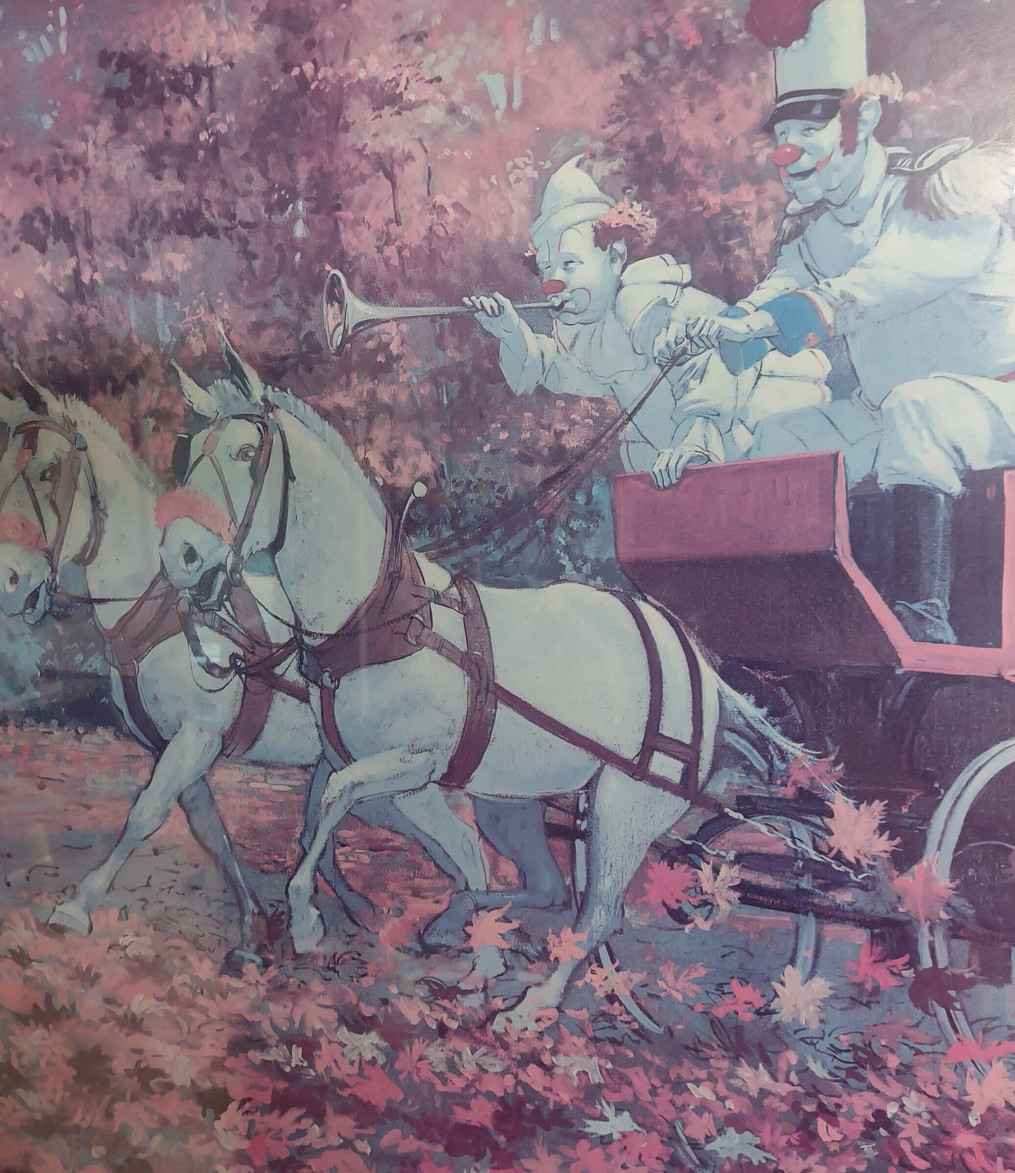 Clown Pink Robert Owen Once Around the Park Picture ONLY 28" x 22" (lot 3319c)