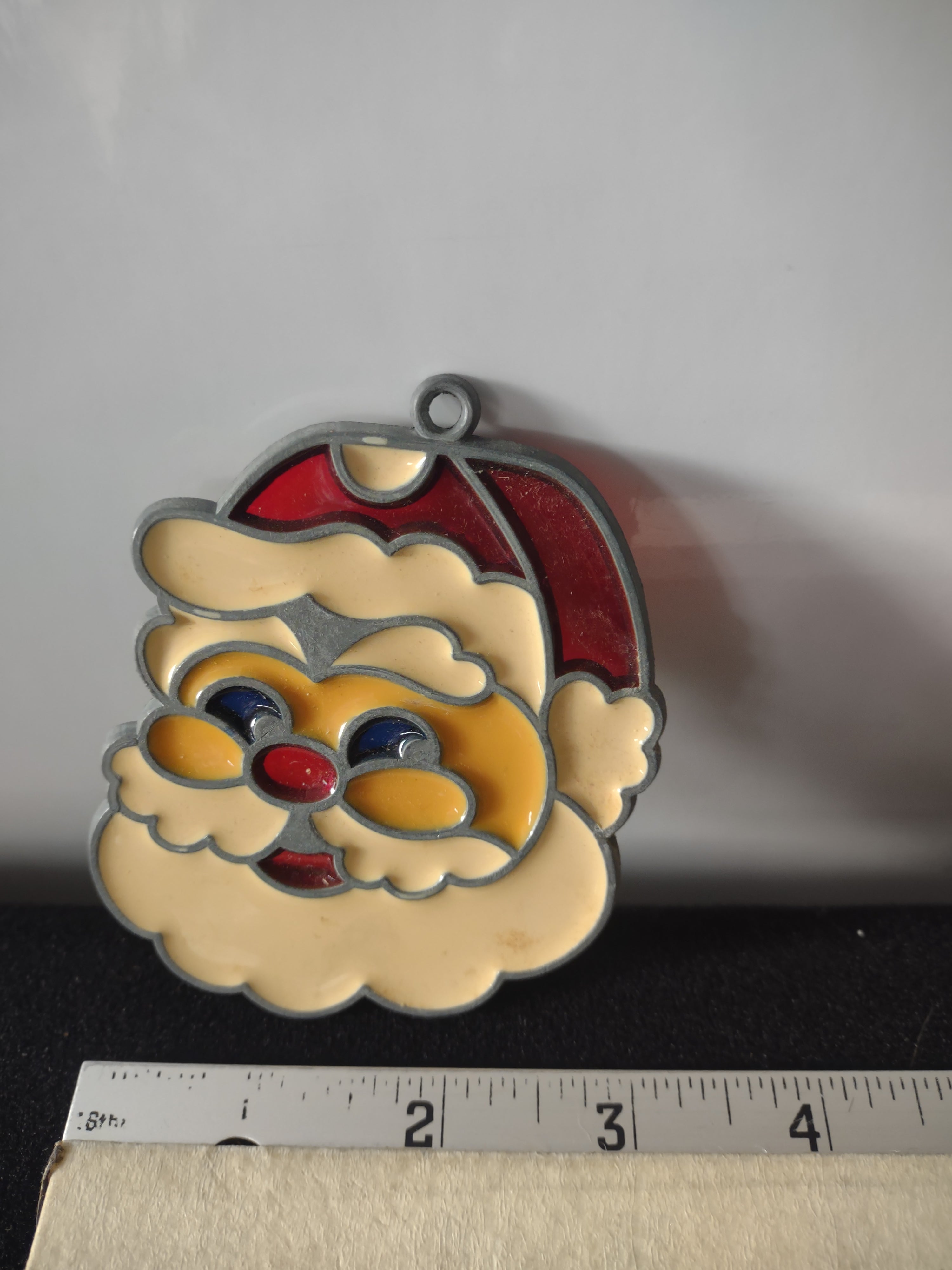 Vintage Christmas Tree Santa Wreath Bell Stained Glass Ornaments (Lot 4625)