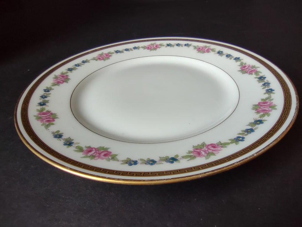 France Limoges for L. Bernardaud Double Gold Trim Roses Dessert Plate (lot 972)