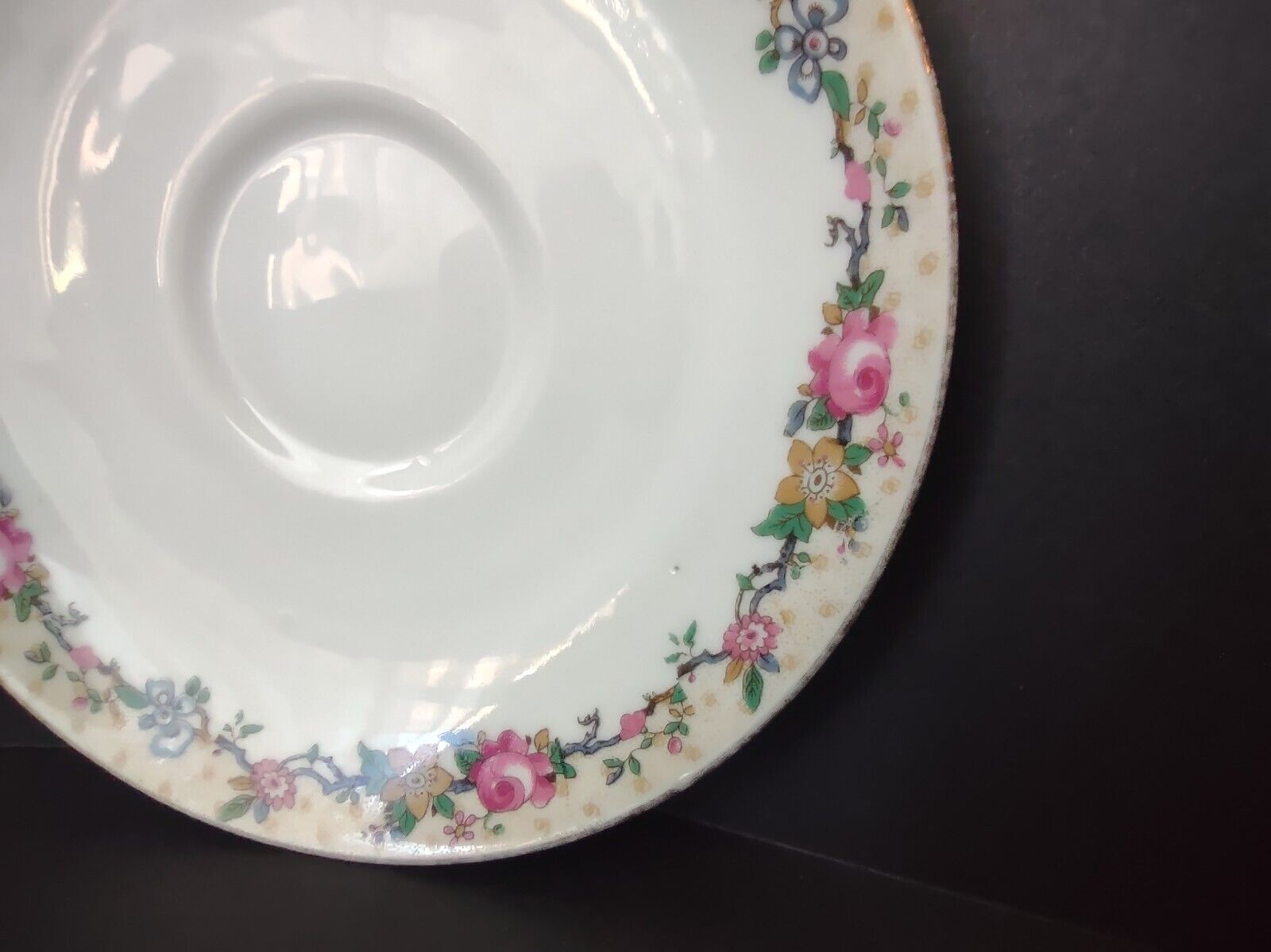 Depose Ahrenfeldt Limoges Saucer Pink Yellow Rose Gold Trim lot 729