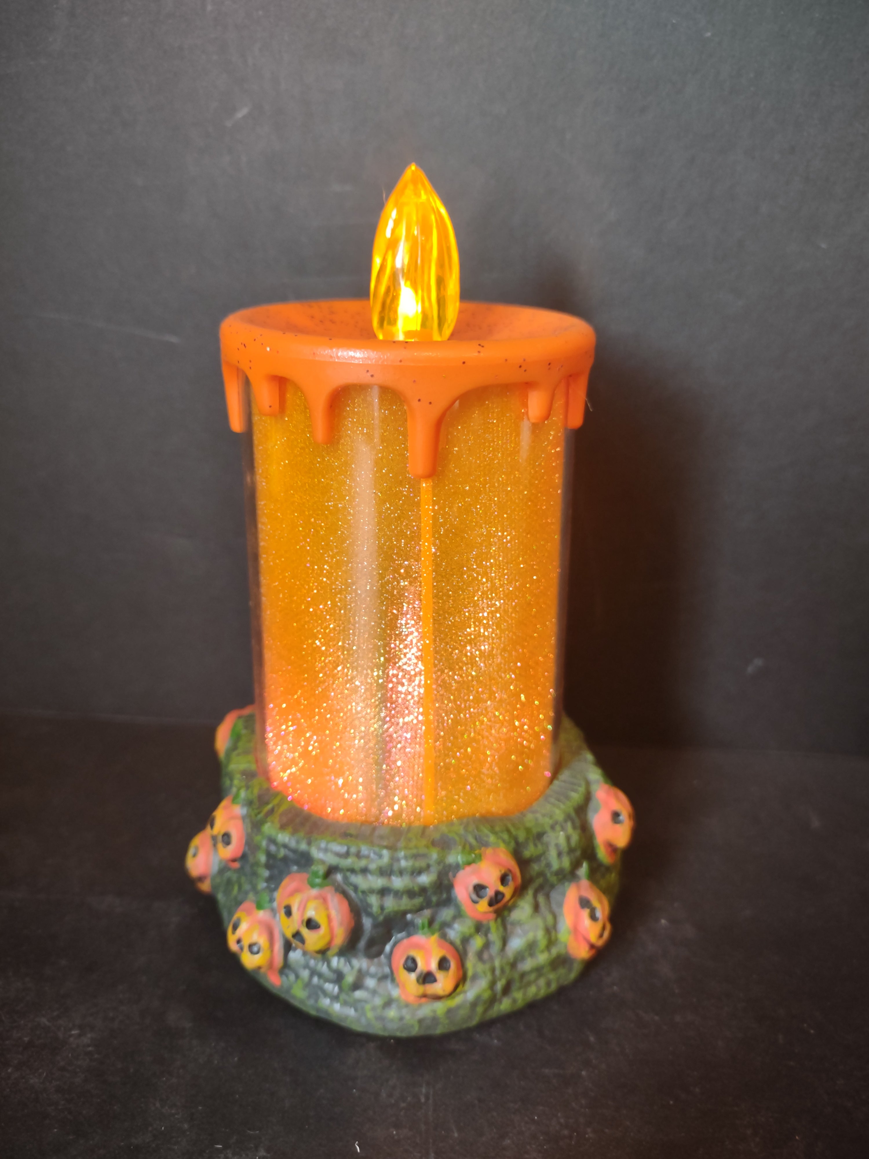 Halloween Color Changing Flameless LED Candle Orange Pumpkin x 2 (lot 2978j)