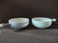 Vintage Milk Glass Glasbake USA Soup Bowl Blue x 2 (lot 5215)