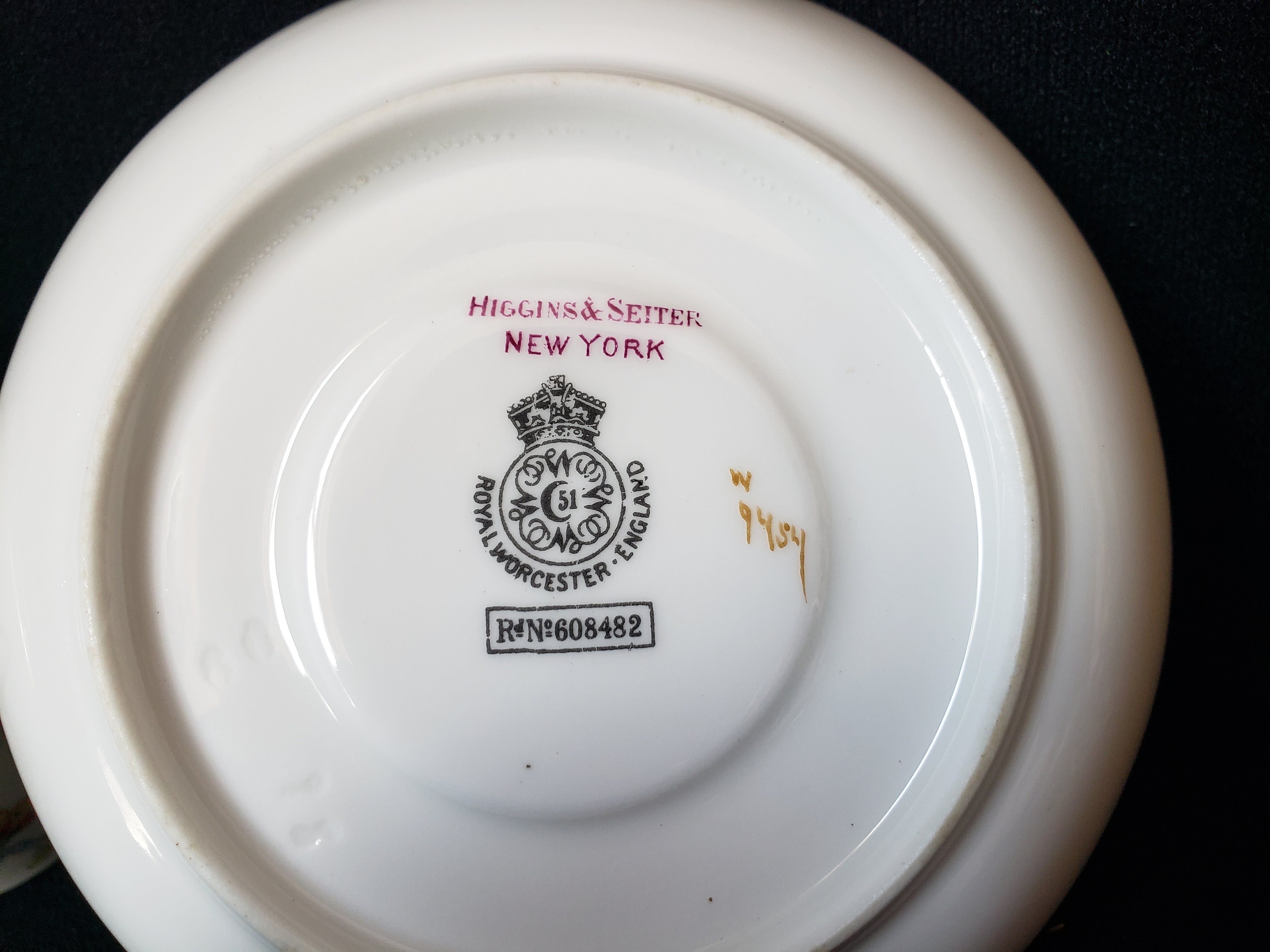 Vintage Royal Worcester Higgins Seiter Butterfly Demitasse Cup Saucer (lot 2124)