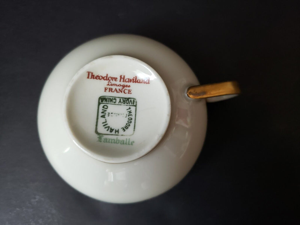 Haviland Limoges France Teacup Gold Trim Shamballe Fruit Rose Garland (lot 619)
