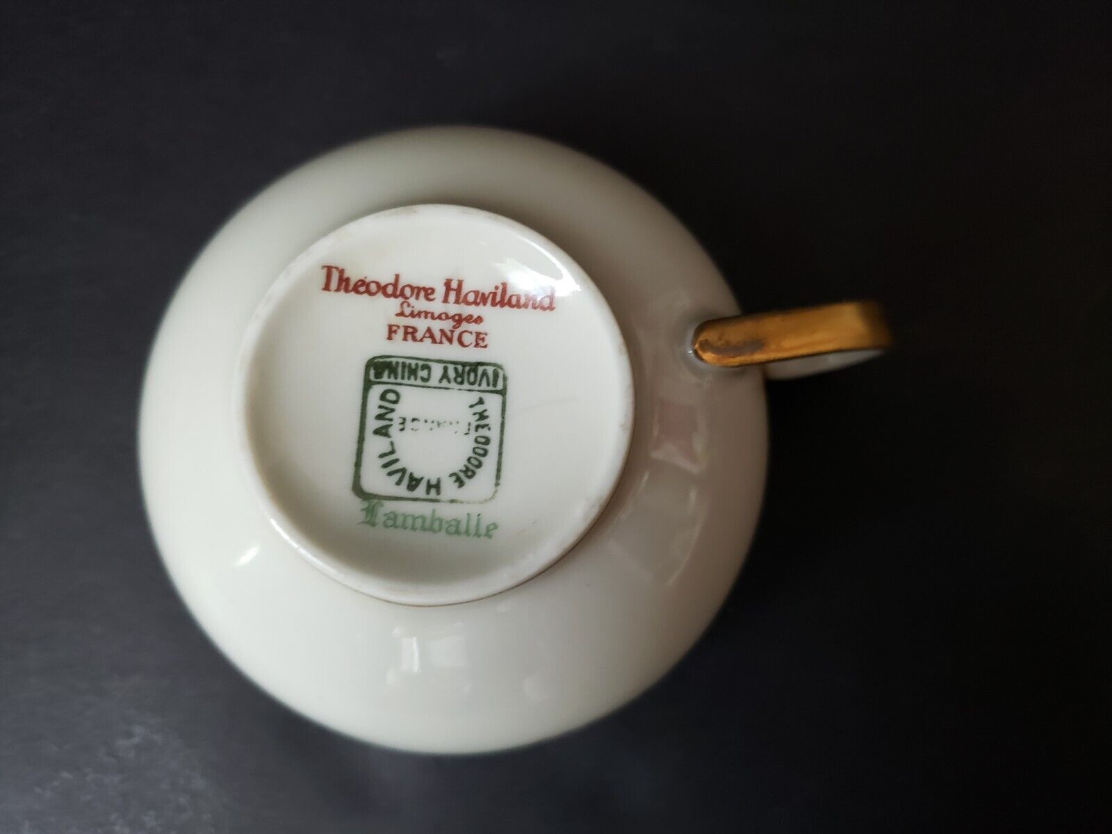 Haviland Limoges France Teacup Gold Trim Shamballe Fruit Rose Garland (lot 619)