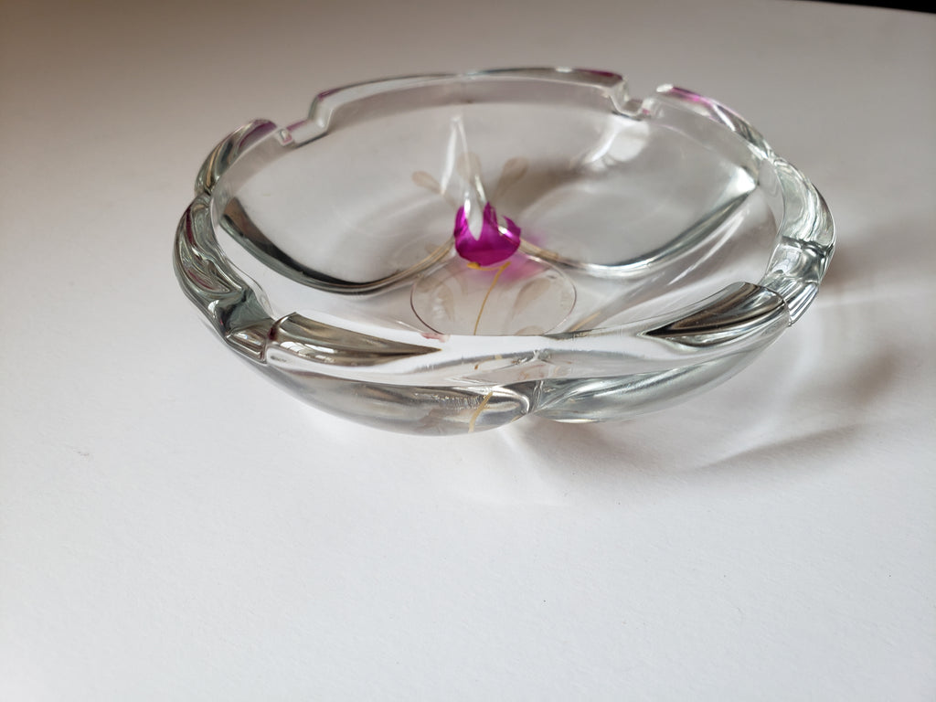Vintage Fidenza Glass Ashtray Tulip Flower 4" (2151)