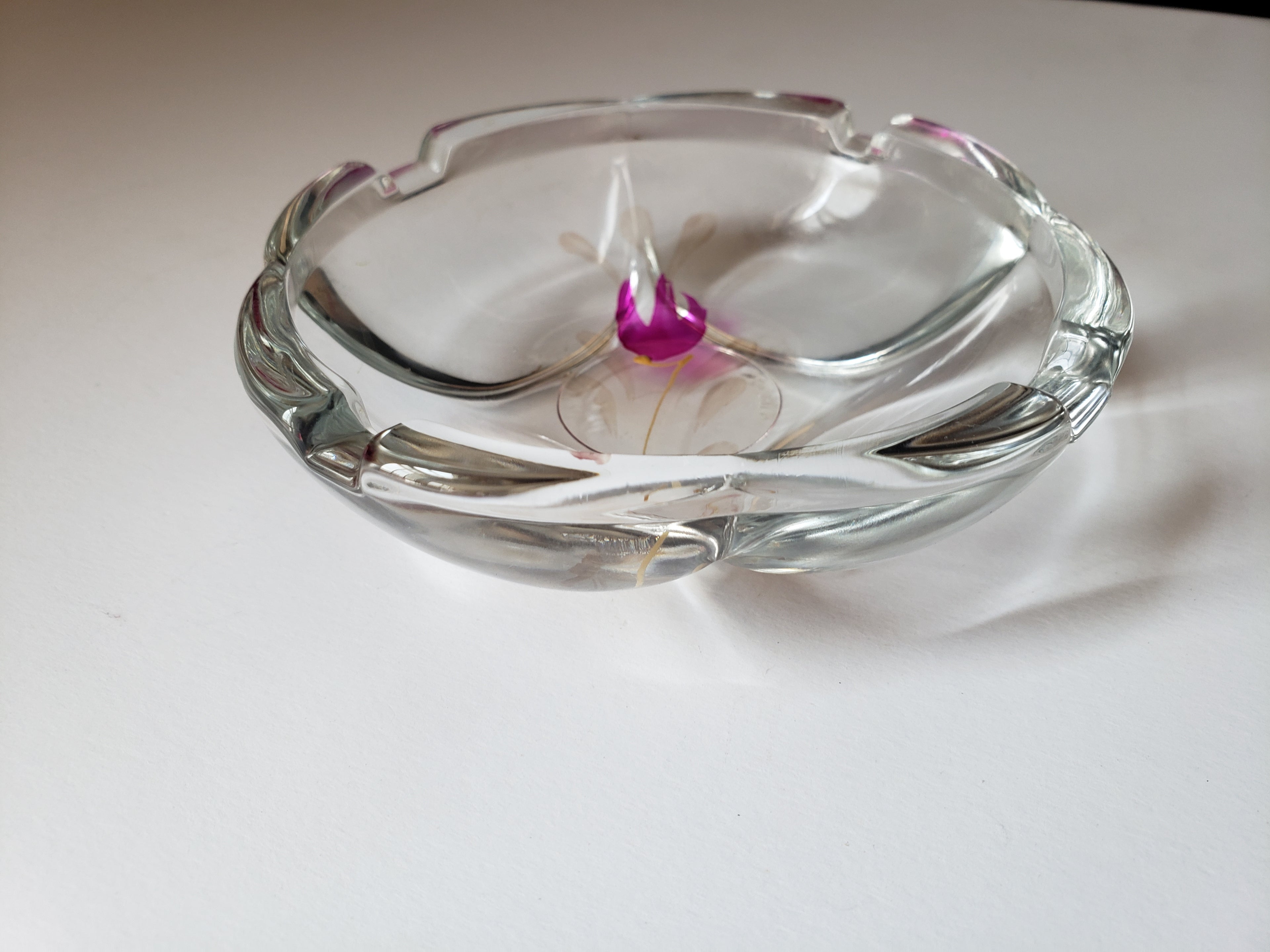 Vintage Fidenza Glass Ashtray Tulip Flower 4" (2151)