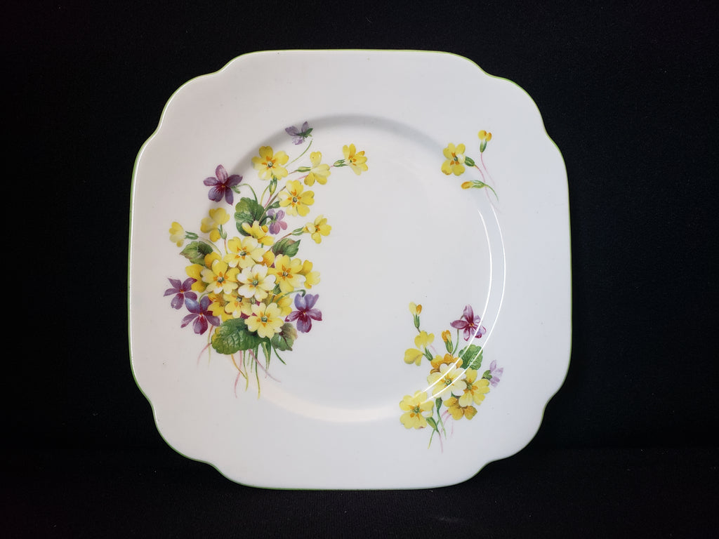 Vintage Royal Albert Primulette Square Dessert Plate 6-3/4" (lot 2029)