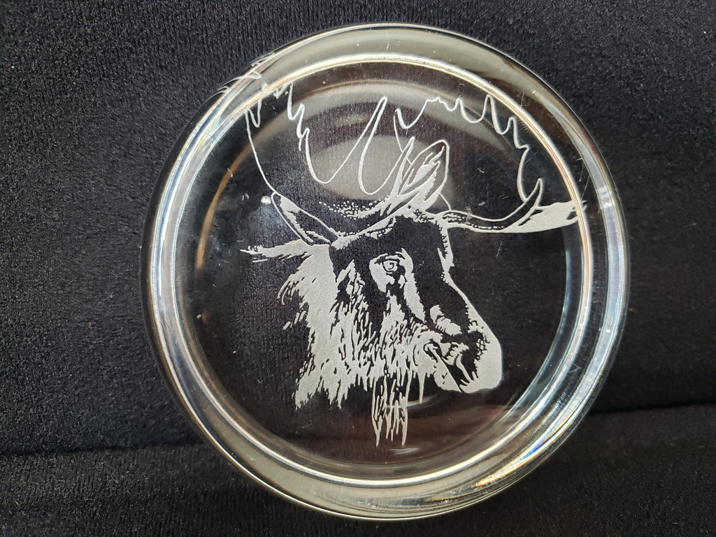 Moose Coaster Paper Weight Glass 3-3/8" (lot 2221)